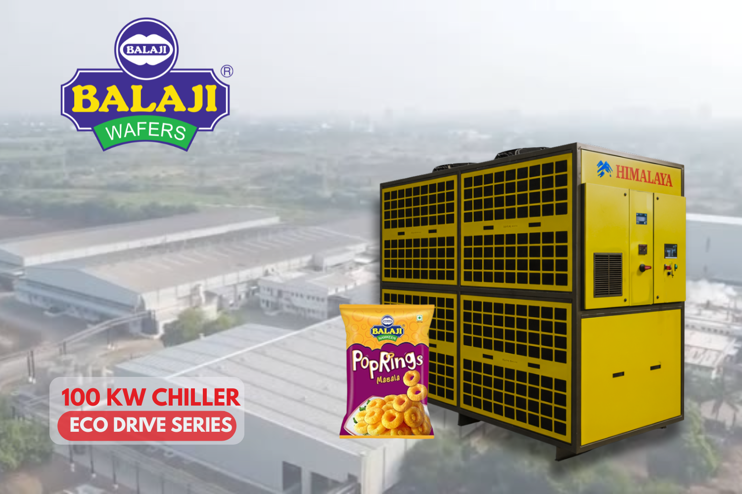 Balaji Wafers Pvt Ltd |fryums extruder | 100 kw eco drive series variable water chiller